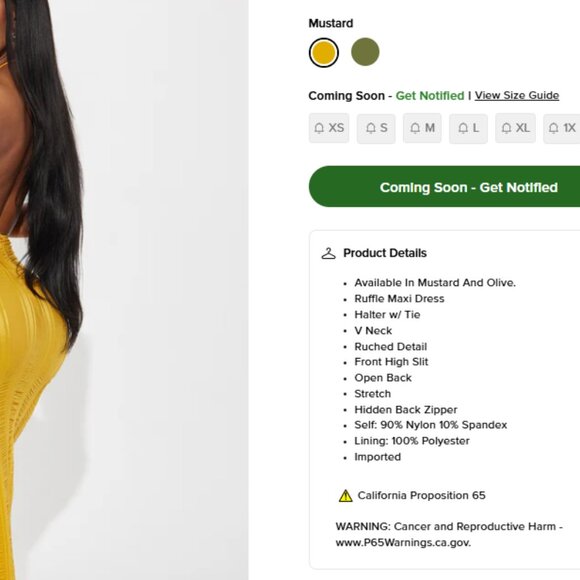 Devine Ruffle Maxi Dress - Mustard - Picture 3 of 3